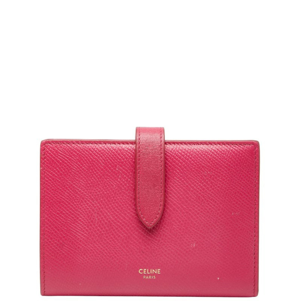 Celine Strap Wallet Bi fold Pink Leather